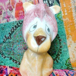Vintage Kitsch Lion Piggy Bank Midcentury
